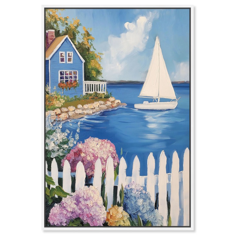 «Tranquil Mooring» par Hokku Designs, Cadre blanc, H 16 po x l 11 po