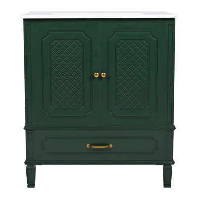 Meuble-lavabo polyvalent de style rétro en bois d'acacia autoportant avec lavabo