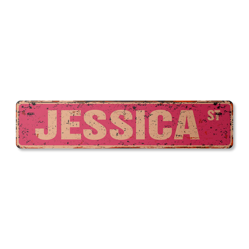 Plaque de rue Jessica en aluminium 4 po x 18 po