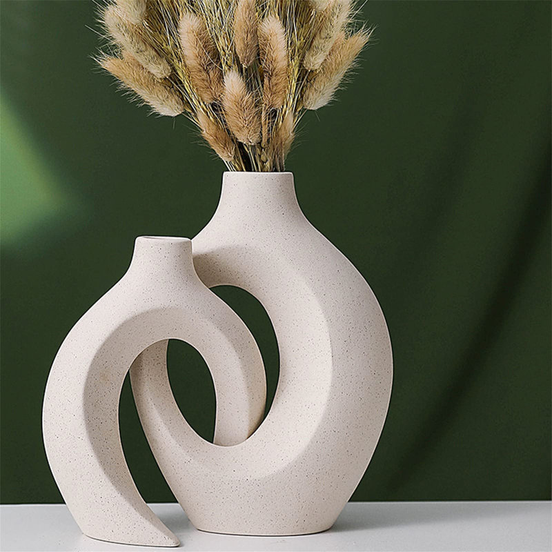 Danett Ceramic Table Vase, White