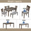 Ensemble de salle à manger de cuisine 6 pièces, table de salle à manger rectangulaire en bois avec 4 chaises rembourrées et un banc, ensemble de table de salle à manger pour 6 personnes, salon, bar et cuisine, noyer-592450089