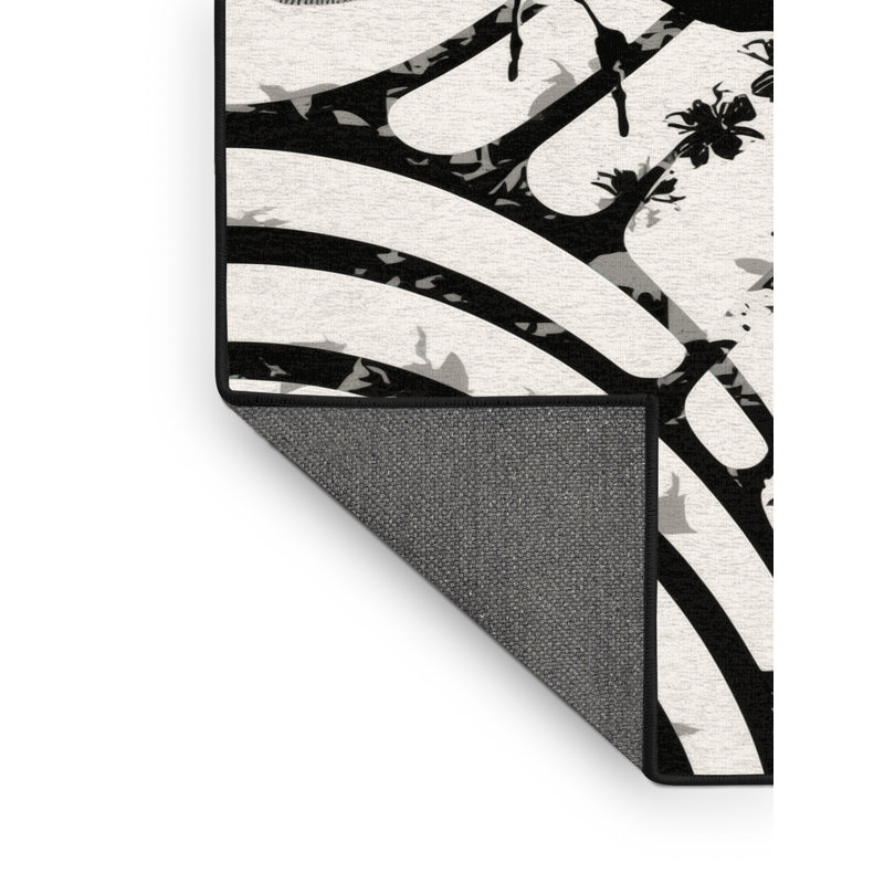 Soft Plush Animals & Wildlife Bee Modern Arc Area Rug in Grey – Black Binding, 8x10