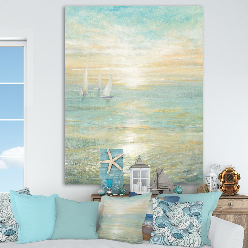 Sunrise Boat I - Reproduction d'art sur toile tendue, H 20 po x l 12 po x P 1po