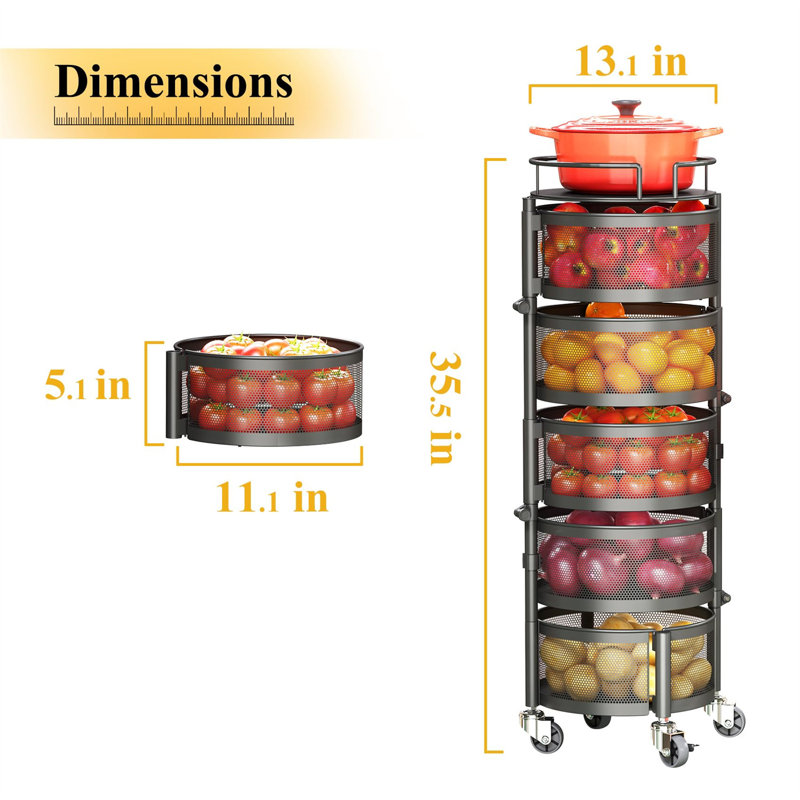 35.43'' H x 12.99'' W Utility Cart with Wheels