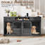 Meuble télé avec cage double pour chien de 183 cm (72 pouces) et rangement, style ferme, pour chien.-2133481955