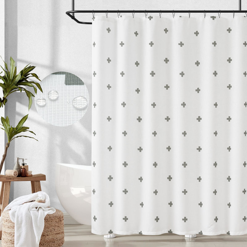 Rideau de douche à motif géométrique en croix, Bleu