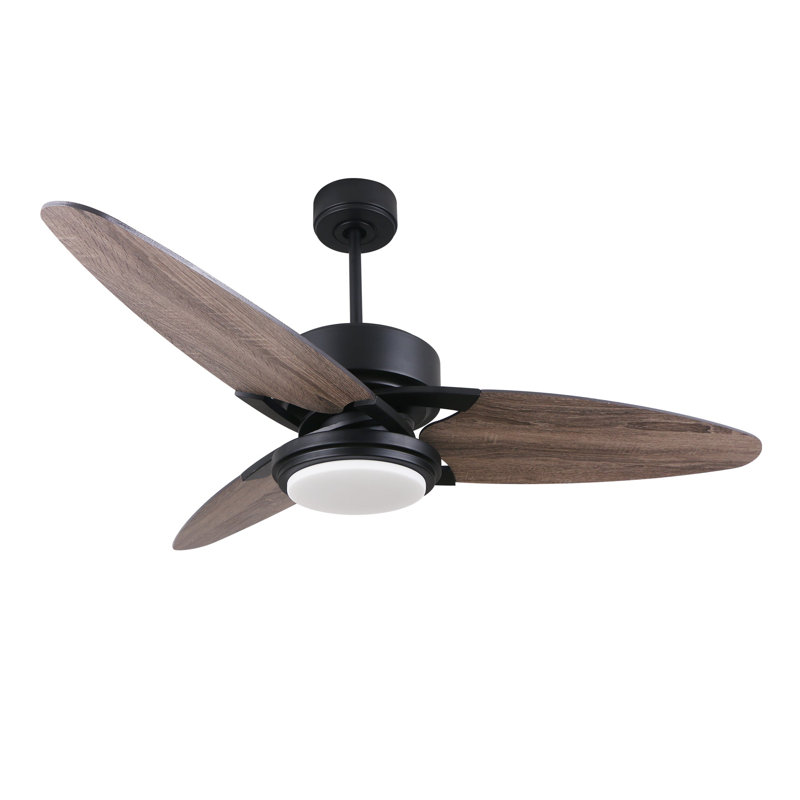 Ventilateur de plafond 52 po avec télécommande Maddox, ensemble d'éclairage inclus, Noir, Brun