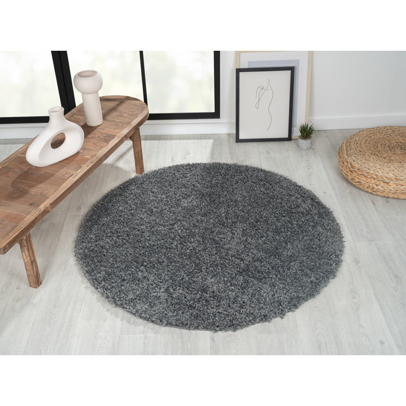 Lush Dark Grey Rug, Round 120cm