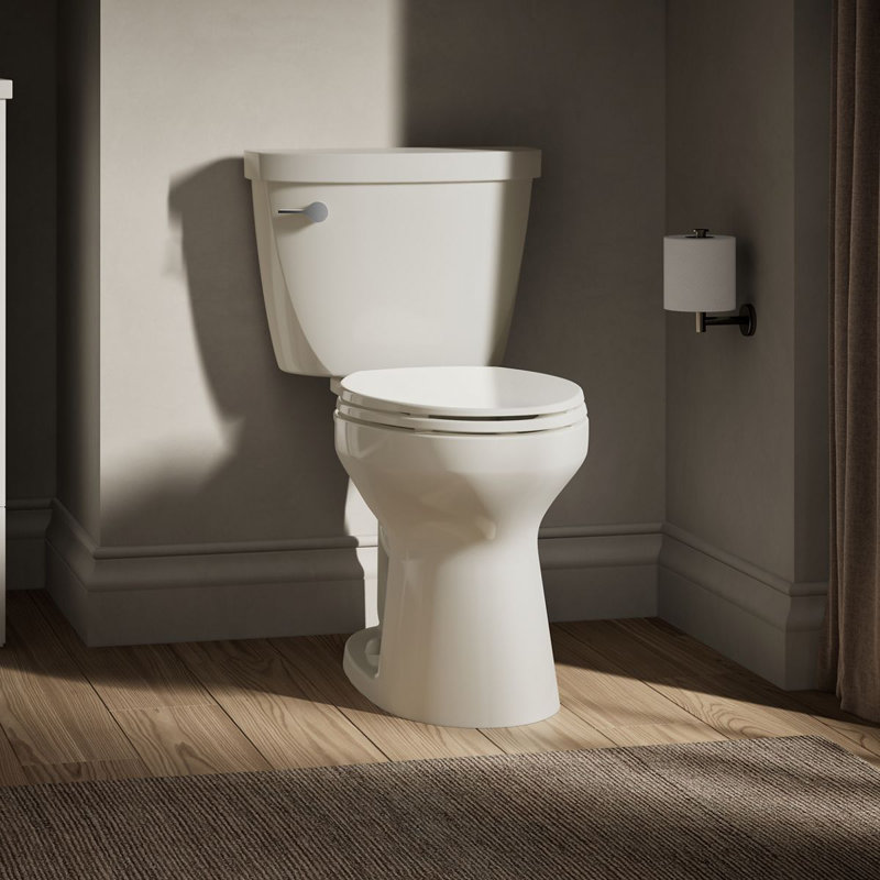 Cimarron 1.28 GPF Water Efficient Elongated Two-Piece Toilet (Seat Not Included), Left-Hand, Biscuit
