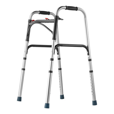VEVOR Lightweight Aluminum Folding Walker with Adjustable Height & One-Click Fold - Heavy Duty Mobility Aid for Seniors (350 LBS Capacity)