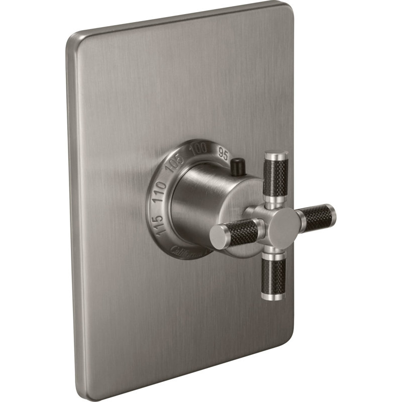 Descanso StyleTherm® Thermostatic 1/2" Trim Only - Carbon Fiber Handle, Satin Nickel