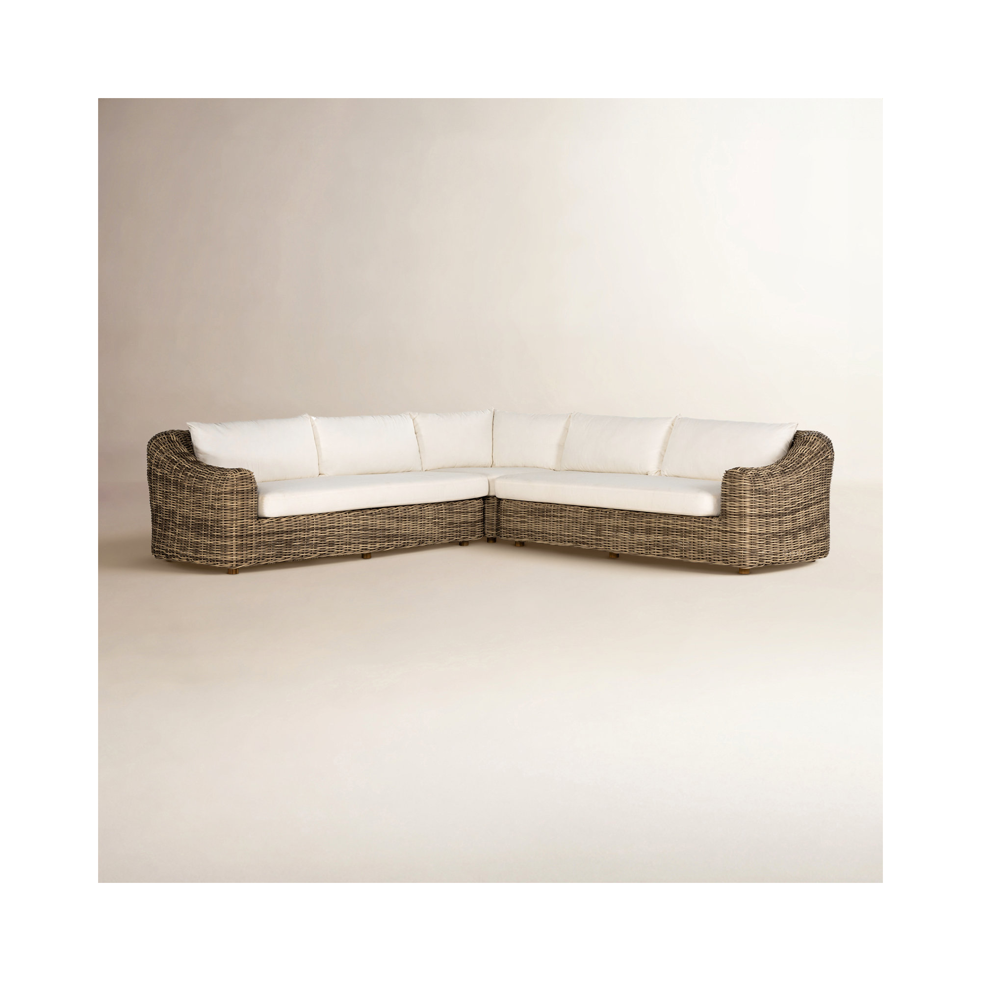Cosha Upholstered Sectional, Natural Teak