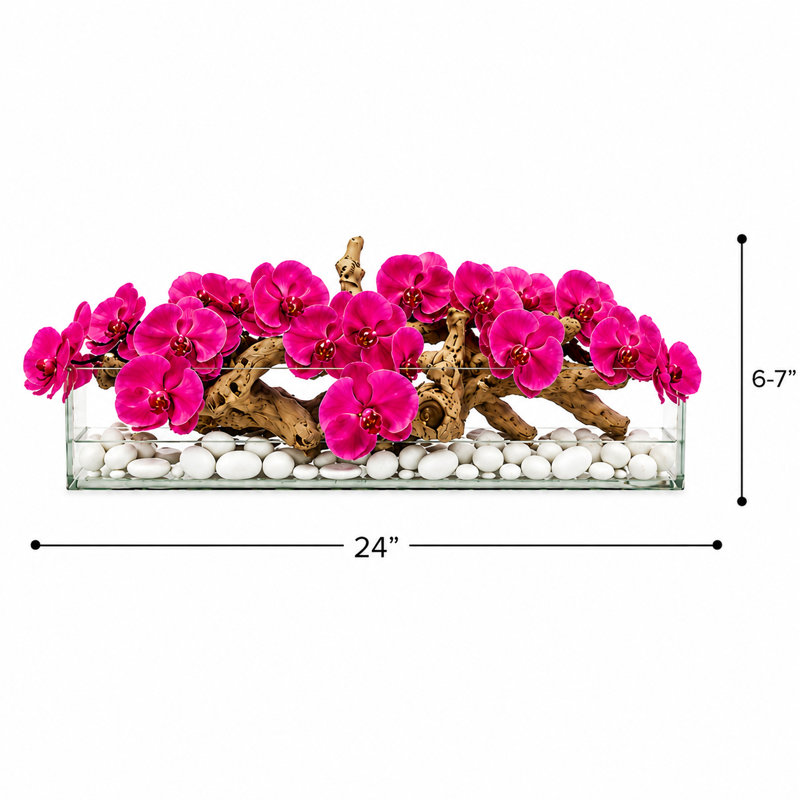 Arrangements floraux d'orchidées en pot, Pink, H 12 po x l 24 po x P 6 po