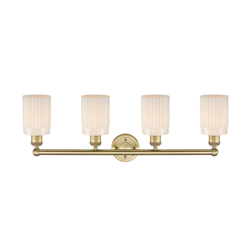 Kamena 4 - Light Dimmable Vanity Light, Matte White, Brushed Brass