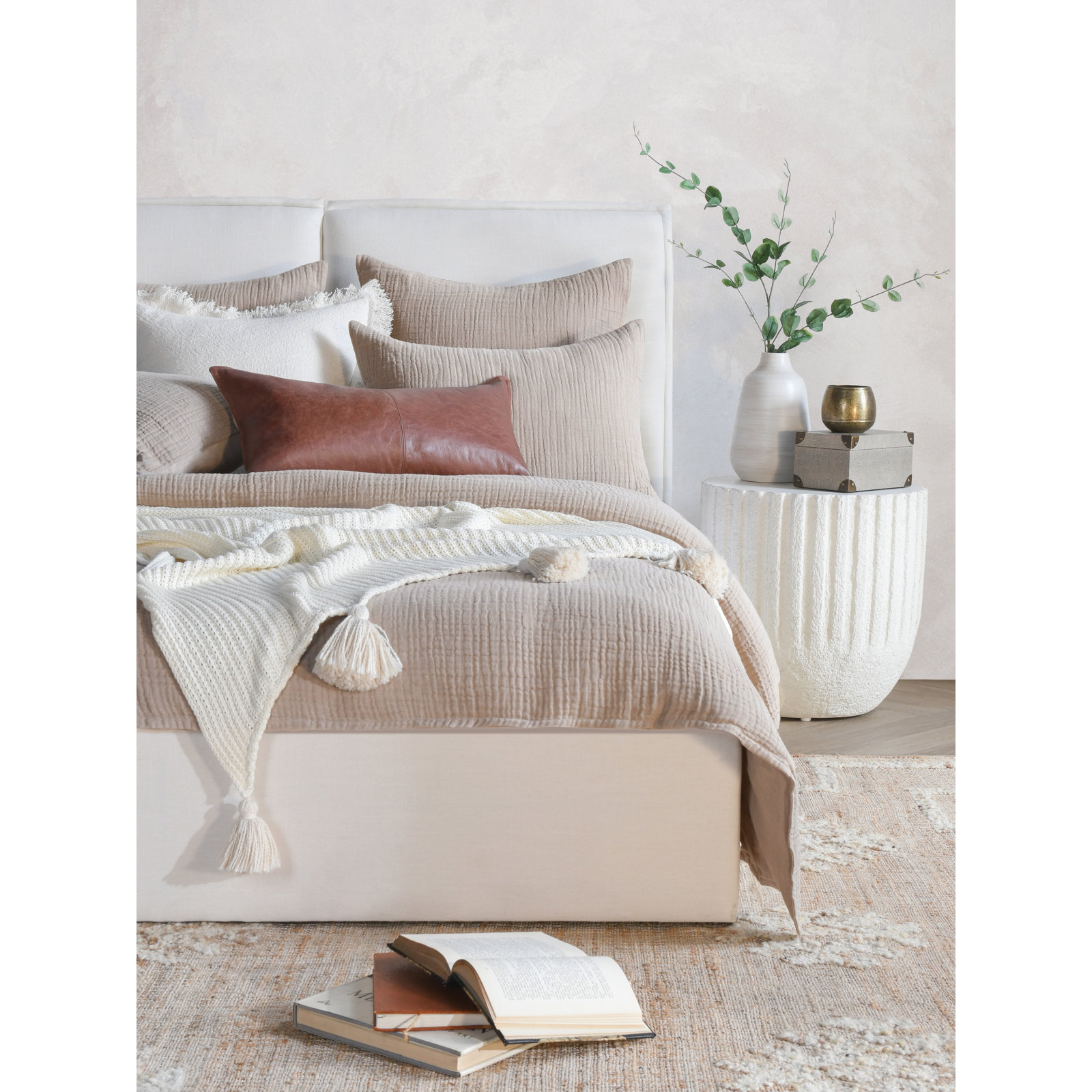 Daila Linen Blend Shams, Euro, Brown