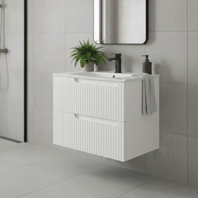 Meuble-lavabo moderne avec façades de tiroir texturées Citiscape