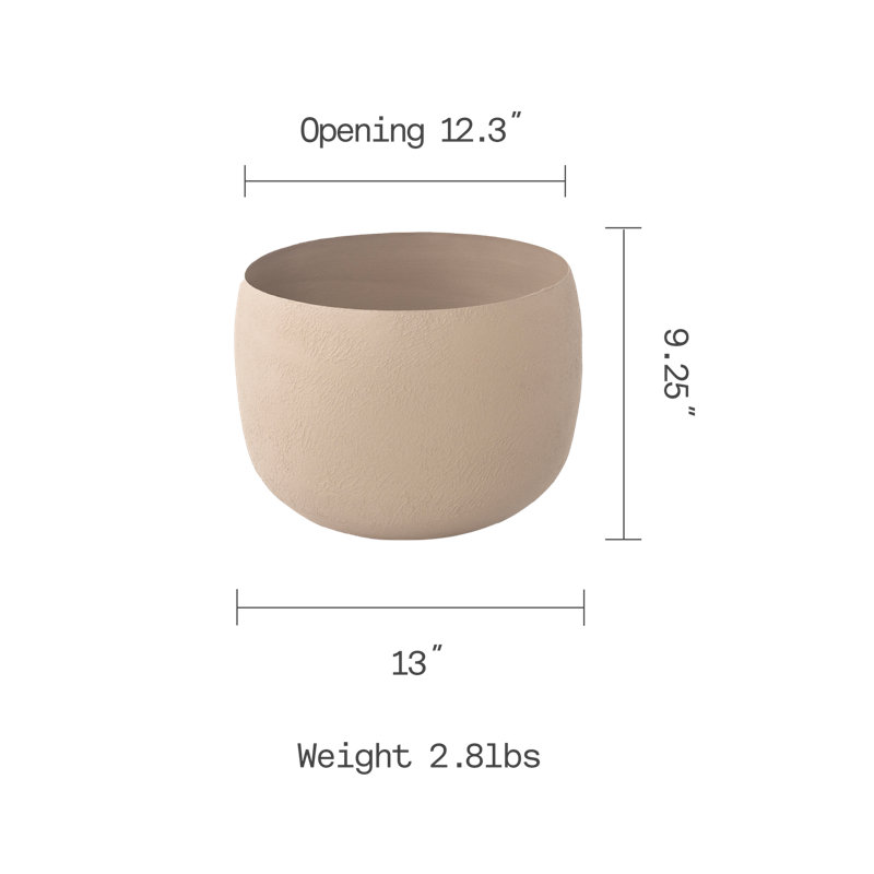 Pot à fleurs rond fait à la main intérieur / extérieur avec drainage Eden, Petit, Beige