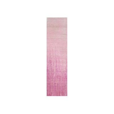 2'6"x10'1" Pink Vertical Ombre Design Wool Hand Knotted Runner Rug 325D190E3A894063B86795D3DF8E4549