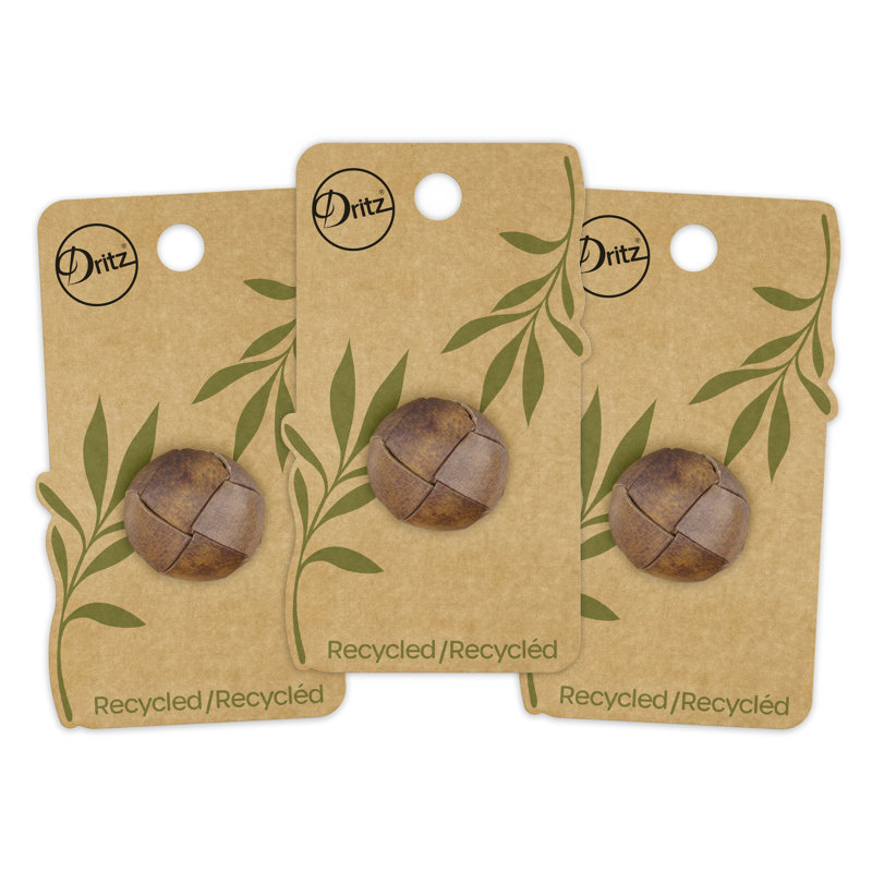 Bouton rond en cuir recyclé Dritz, 23 mm, 3 boutons