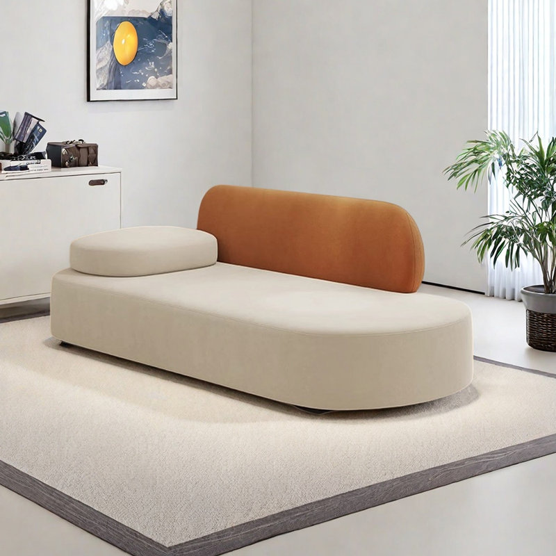Méridienne légère et luxueuse, Orienté à gauche (vu de face), Orange/beige