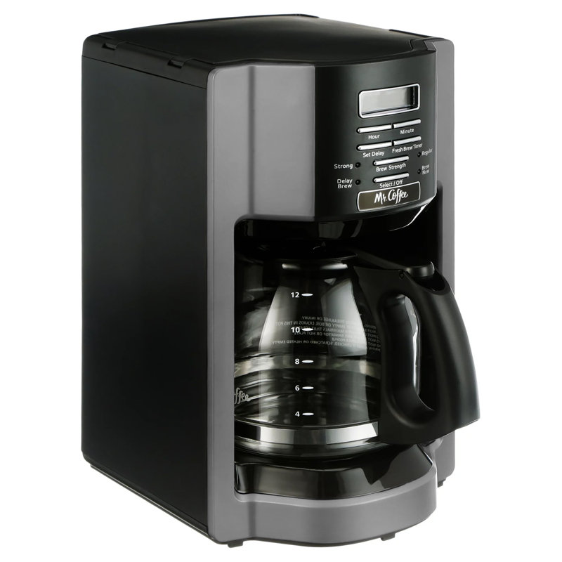 Cafetière programmable Mr. Coffee de 12 tasses avec infusion rapide en argent, Argent