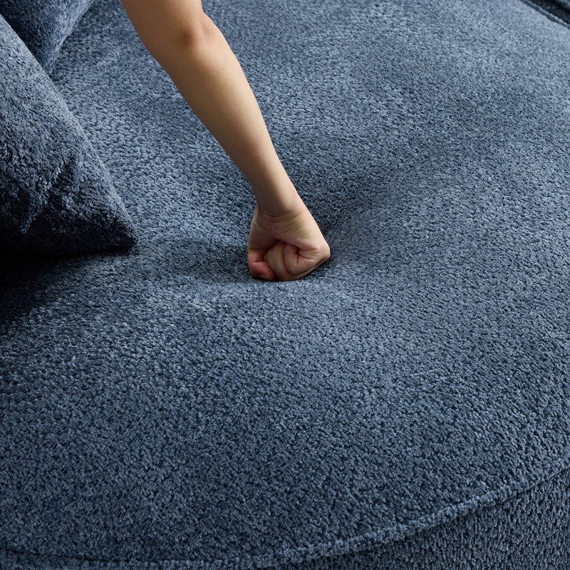 Canapé en chenille incurvé moderne de 124,5 pouces Boneless - aucun assemblage requis, Bleu