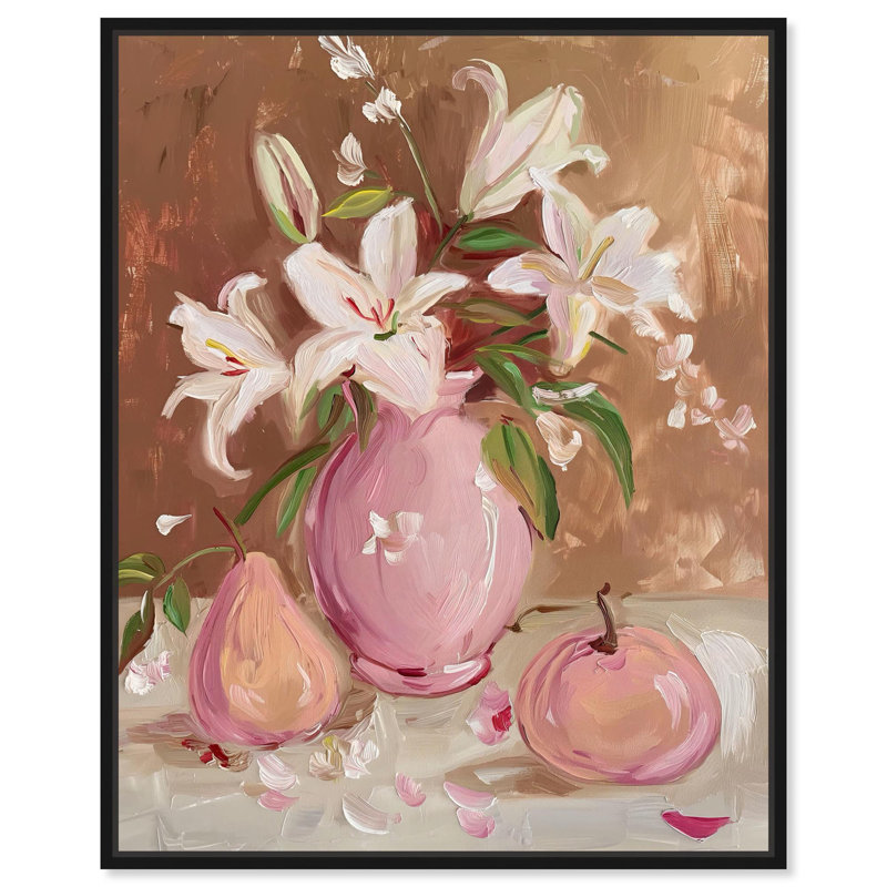 «Blush Blossom Grace Fall Flowers» par Art Remedy, H 21 po x l 17 po, Cadre flottant noir
