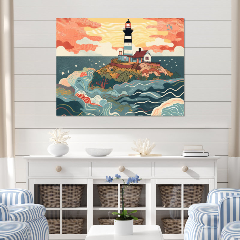 Phare côtier I, H 12 po x l 20 po x P 1 po, Toile tendue