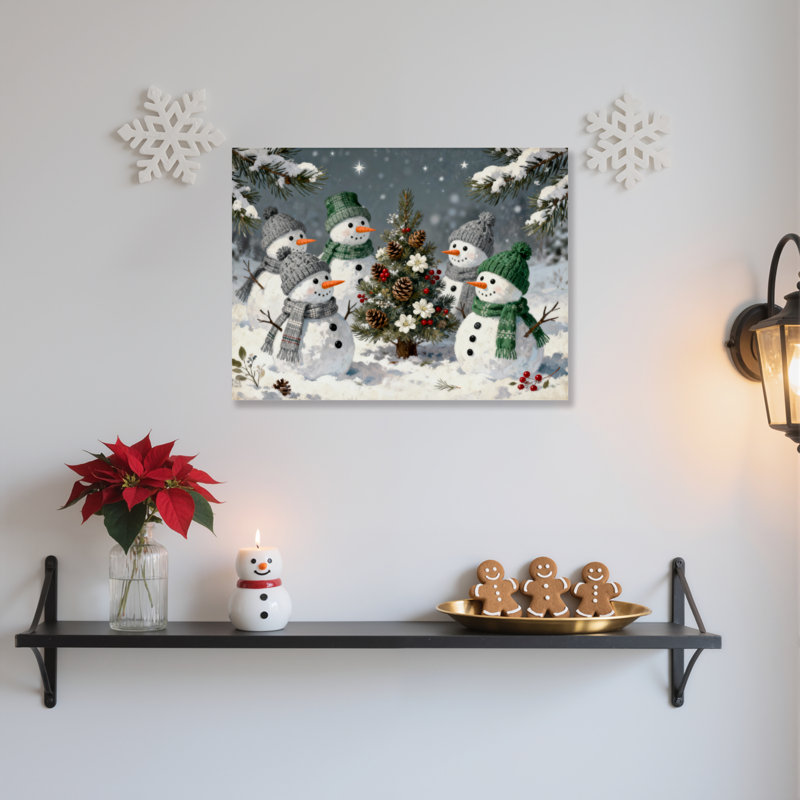 «Snowman Tree», art mural sur toile, H 16 po x l 24 po