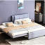 Lit double tapissier avec lit gigogne gris Structure robuste en bois massif. Pas de sommier tapissier. Lin plateforme confort réglable Tête de lit Cozy