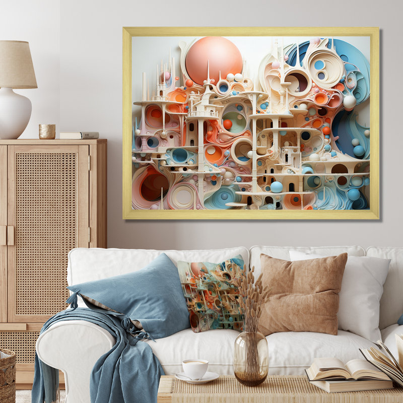 Pastel Dreamy Diorama - imprimé, H 24 po x l 32 po x P 1 po, Cadre doré à une seule photo