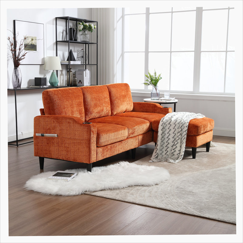storage sofa /Living room sofa cozy sectional  sofa, Orange Polyester