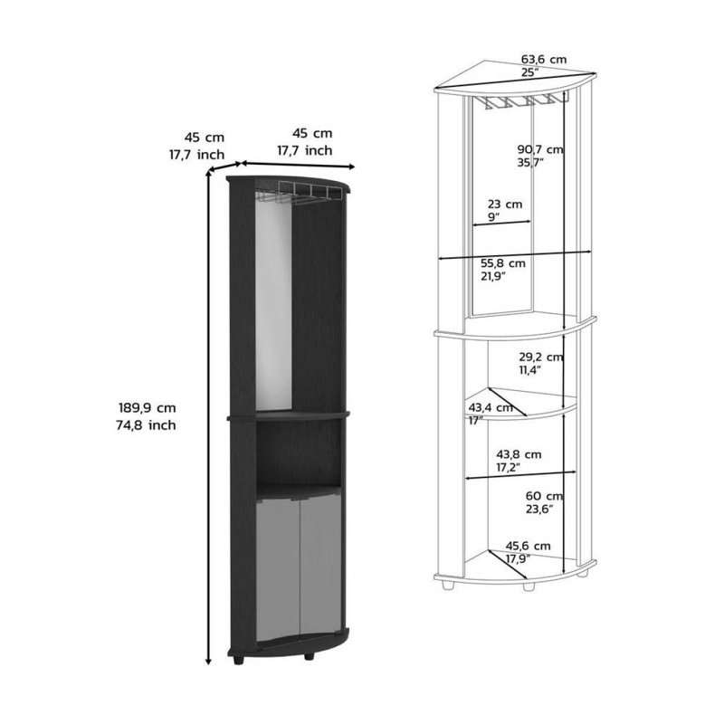Rangement d'angle 74 po H