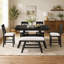 6-Piece Wood Counter Height Dining Table Set with Storage Shelf, Kitchen Table Set with Bench and 4 Chairs,Rustic Style Cushion-1243547882-1243547884