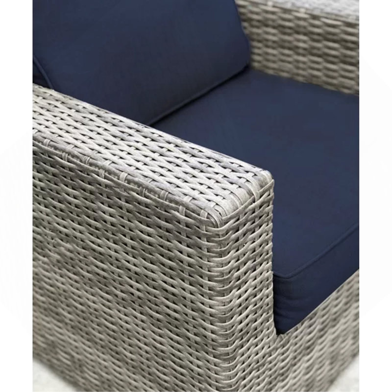 Fauteuil club en osier gris Sunbrella