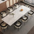 Modern Extendable Sintered Stone Dining Table With 8 Boucle Upholstered Chairs Set
