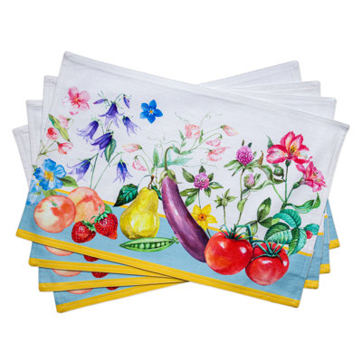 Maison d'Hermine  Giverny 100% Cotton Placemats Set 4 - 13" x 19"