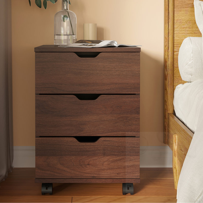 Armoire de bureau 3 tiroirs avec tiroirs, Brun