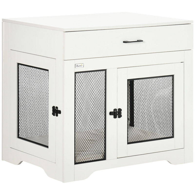 Mobilier de cage pour chien Pawhut avec coussin doux résistant à l'eau, Blanc