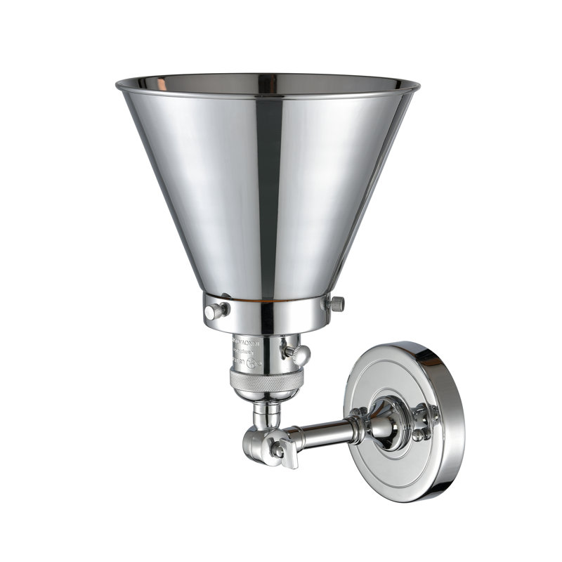 Donovan Armed Sconce, 3.5 Watt Vintage LED Bulb, Polished Chrome, Polished Chrome