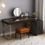 Meuble-lavabo de haute qualité avec tabouret, très facile à assembler, plateau en verre, avec prise de courant, très grand espace de rangement, armoire auxiliaire extensible-1589595422-1570404078