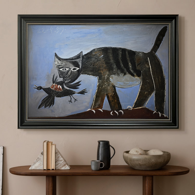 Chat qui attrape un oiseau (Chat saisissant un oiseau), 1939 - Pablo Picasso, reproduction d'art sur toile, Toile avec cadre
