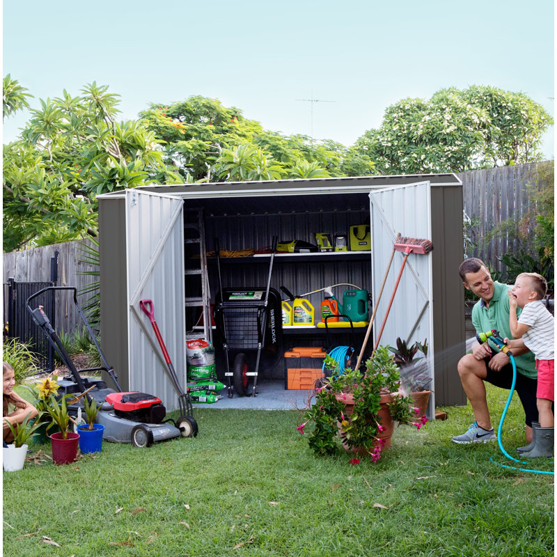 Absco Premier Metal 10' W x 5' D Metal Galvanized Steel Weather Resistant Storage Shed Woodland Gray, Gray