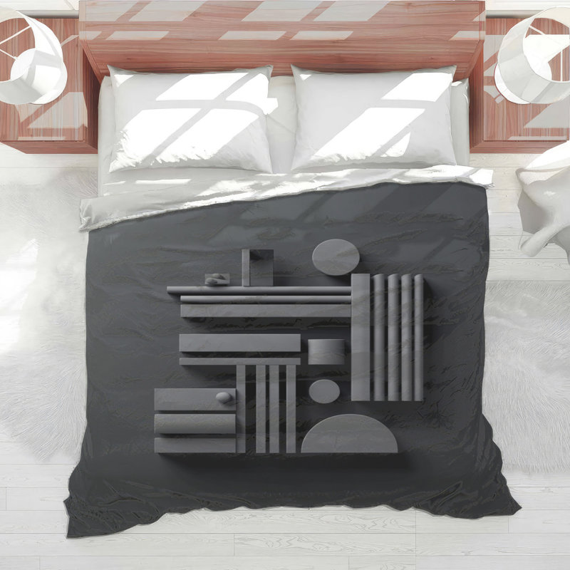 Gray Geometric Shapes Comforter, Twin