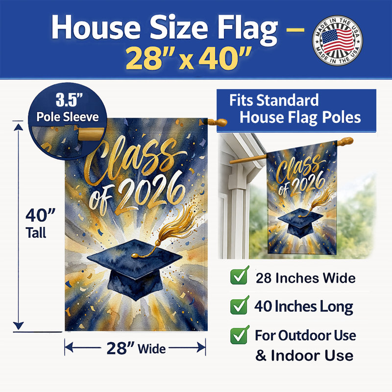 Class of 2026 Graduation Art House Flag, Taille de la maison, Class of 2026