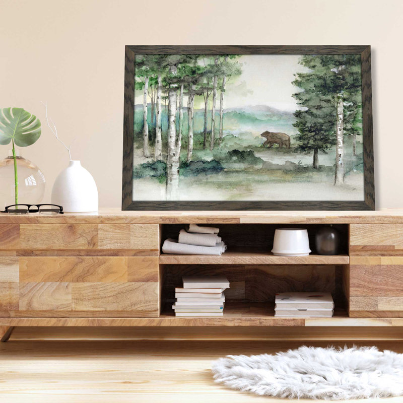 Bear Mountain par Nan - Peinture, L 39,5 po x H 27,5 po, Cadre noir