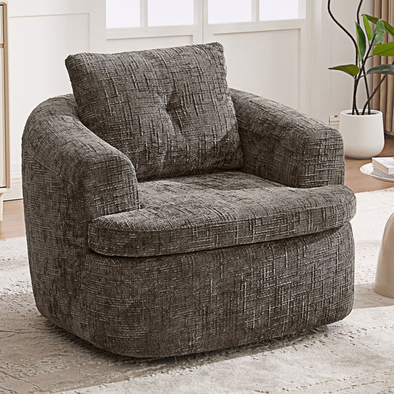 Swivel Sofa Chair Accent Barrel Chair, Brown