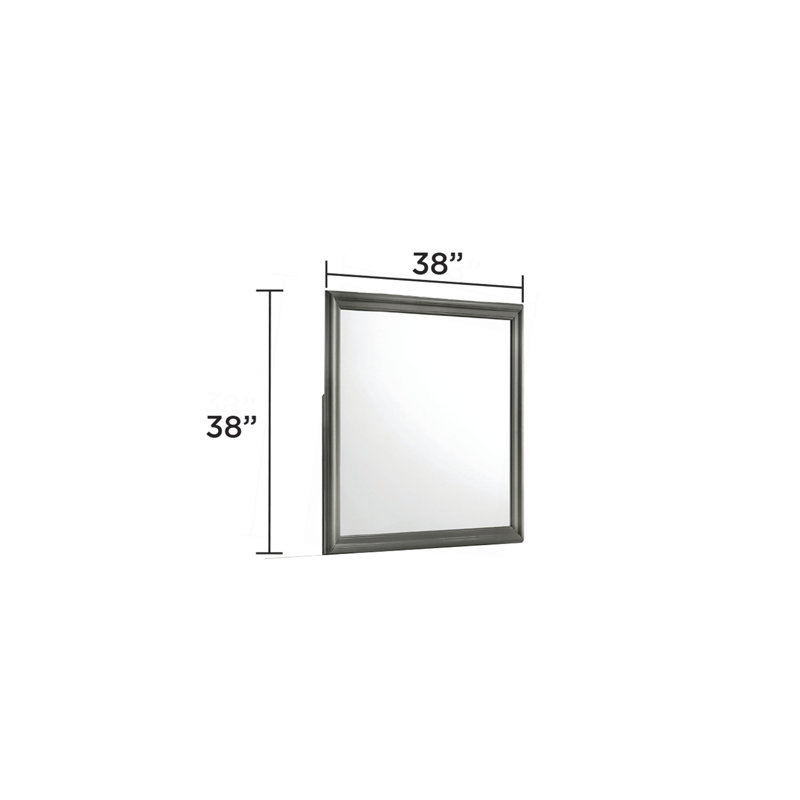 Miroir de style moderne Blaze en bois (seulement miroir), Gris métallisé