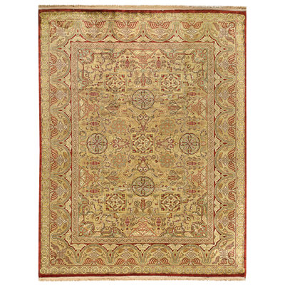 High-Quality Hand-Knotted Red And Gold Area Rug