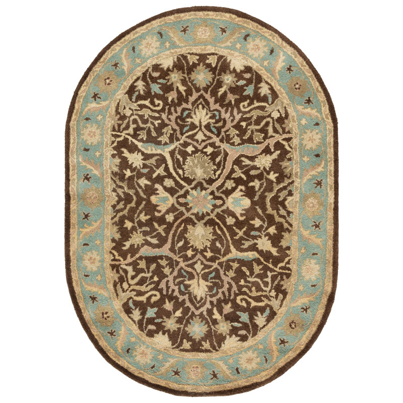Hand Tufted Wool Oriental Rug, Oval 4'6" x 6'6" 